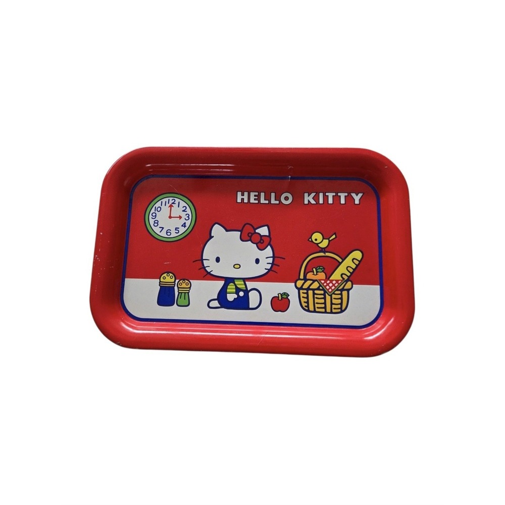 Vintage Sanrio Hello Kitty Red Metal Tray 1976 Japan Retro Kawaii 11.5×8 Tin